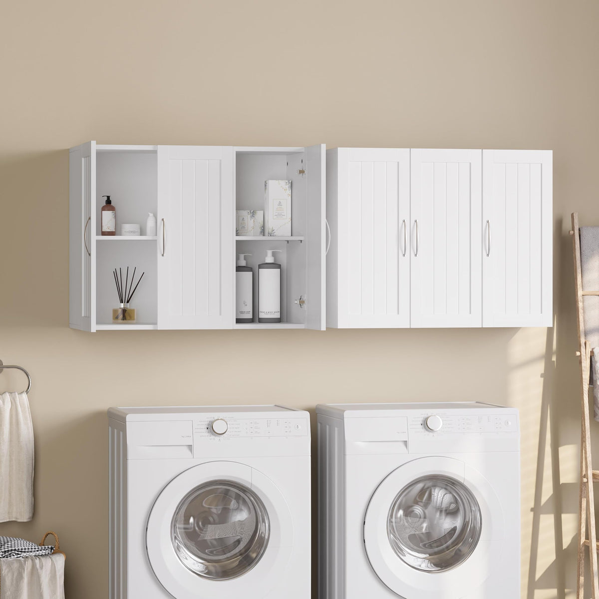 Yaheetech Bathroom Wall Cabinet, 3 Doors, 75 × 31 × 60 cm, White