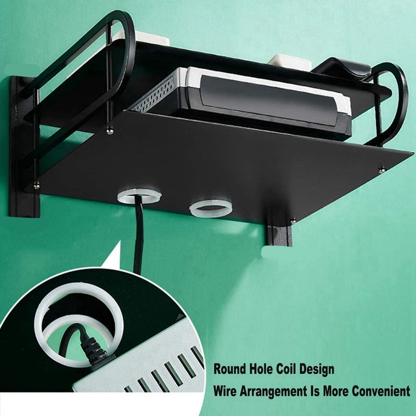 Wall Mount DVD Shelf, 2 Layers Projector Shelf Metal Wifi Router Shelf DVD Player Shelf Floating Glass Shelf Floating Av Shelf Router Shelf Wall