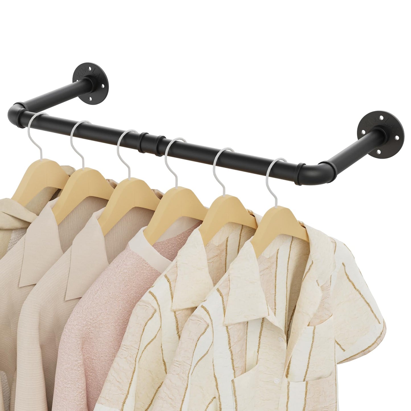YheenLf 64cm Wall Mounted Clothes Rail, Garment Rack, Black, 1 Pack