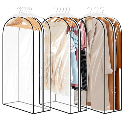 Alyvisun 3PCS Clear Garment Bags with Side-zips, Hanging Dress Bag Large Capacity 110cm/43in, Waterproof Clothes Covers Protector for Closet Storage