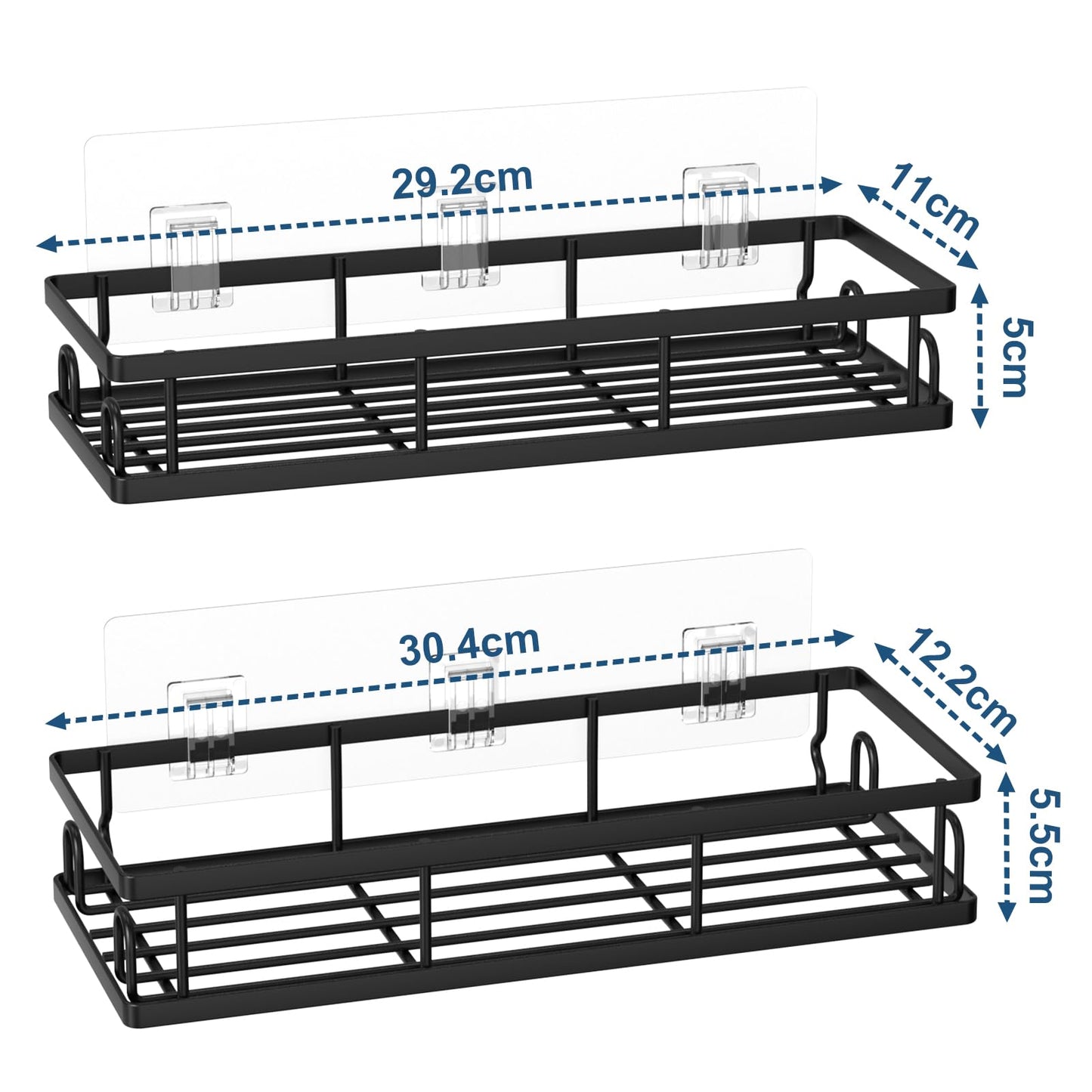 UUlioyer Shower Caddy, Shower Shelf No Drilling (Black-2 Pack)