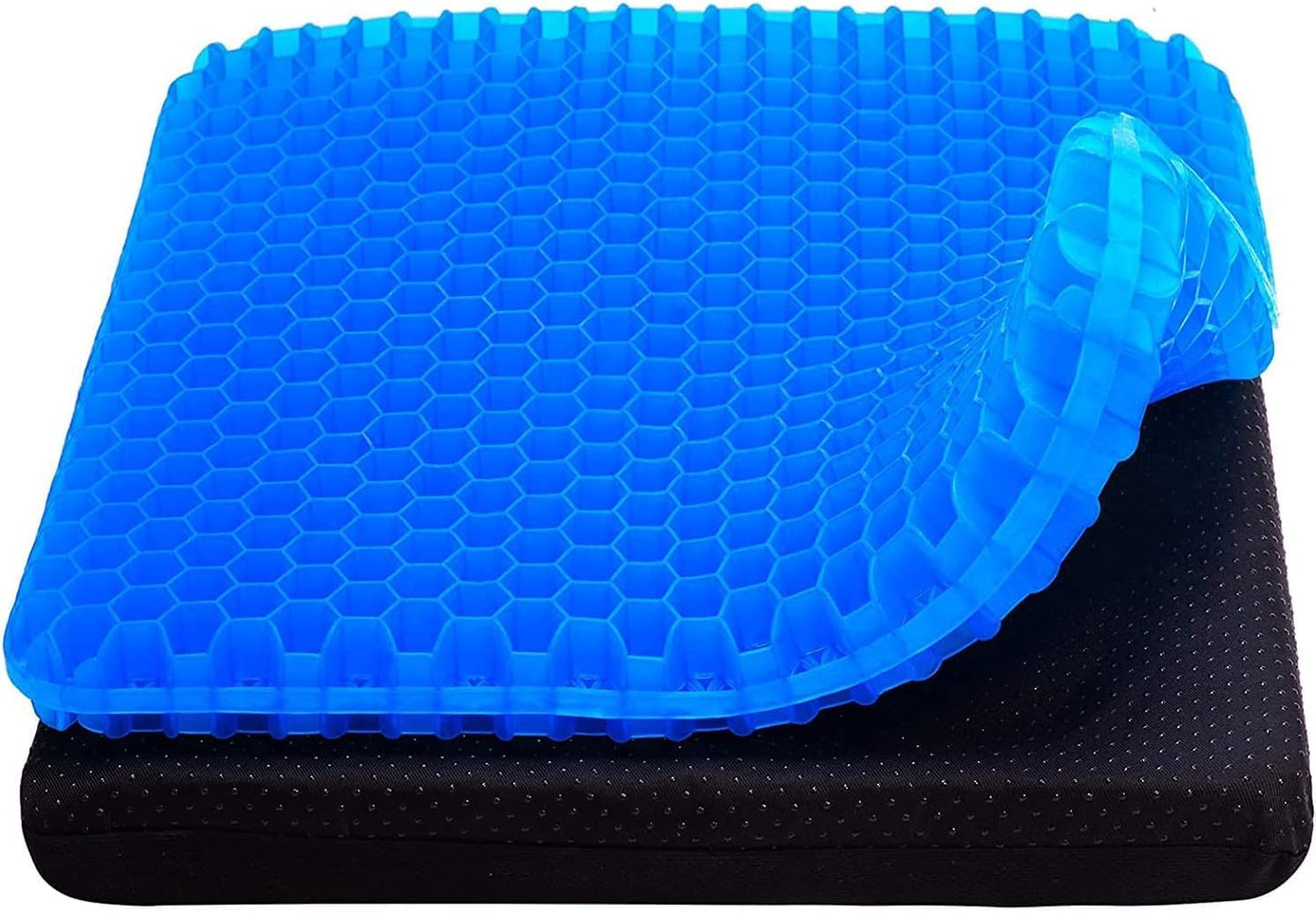 THE CHEESE CHEF New Gel Seat Cushion 50 x 50 x 5cm, Honeycomb Design Double Thick Gel Cushion with Relieving Back coccyx Pain Pressure