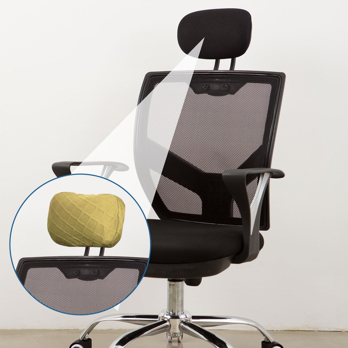 sourcing map Office Chair Pillow Cover, Office Chair Headrest Attachment Mesh Removable Headrest Protector for Home Desk Computer Chairs, Beige