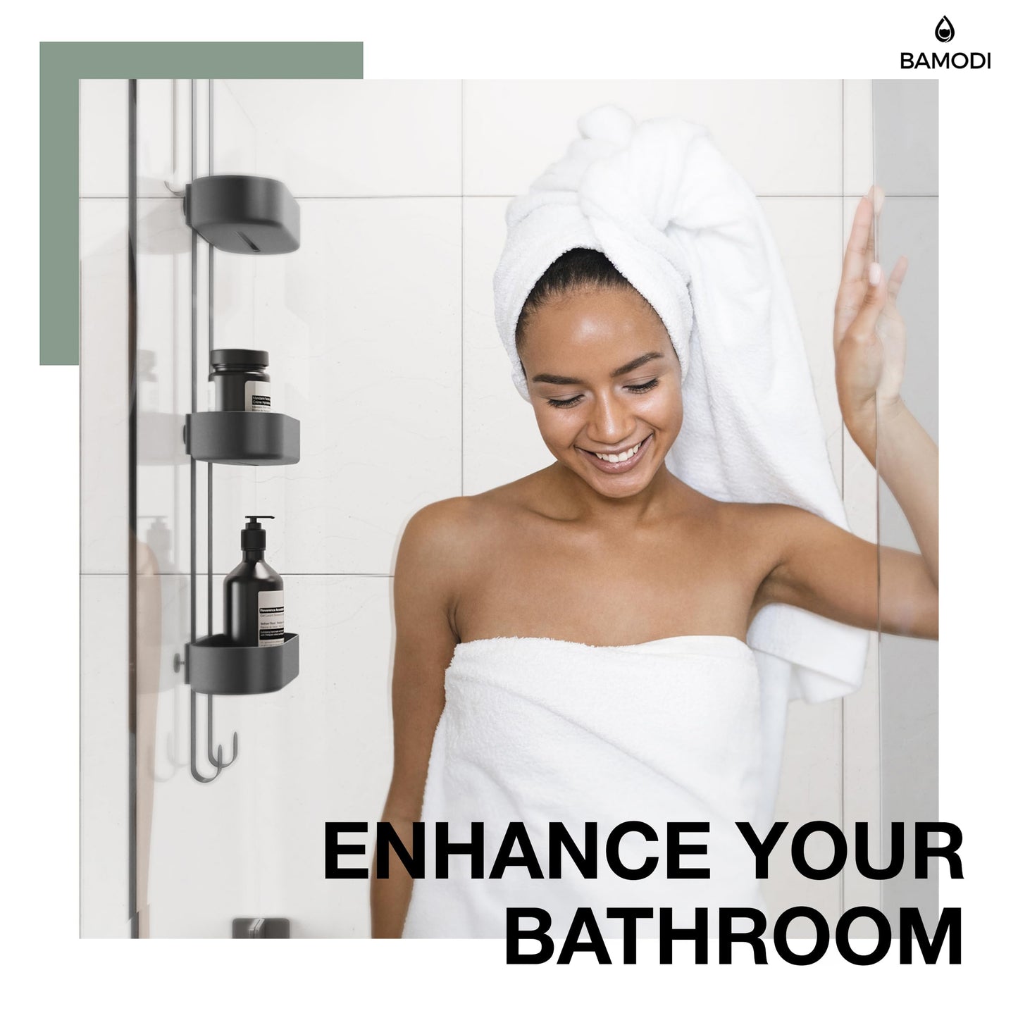 Bamodi Shower Caddy, 3 Tier Plastic Organizer, Height Adjustable Baskets, Scratch Free, Easy to Hang, No Rust, Plenty of Storage Space for Shower