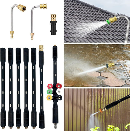 Pressure Washer Extension Wand - 9 Pack Gutter Cleaning Tools Extension Wand, Power Washer Replacement Lance with 5 Nozzle Tips, 1/4" Quick Connect,