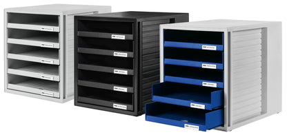 HAN 1401-11, SCHRANK-SET Drawer set . Innovative, attractive design with 5 open drawers, light-grey
