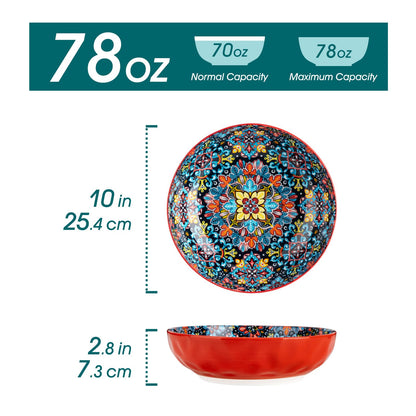 vancasso SIMI 78 oz Salad Bowls Set of 2, Large Porcelain Serving Bowls, Microwave & Dishwasher Safe Mixing Bowl, Pasta Bowls, Soup Bowls for Kitchen