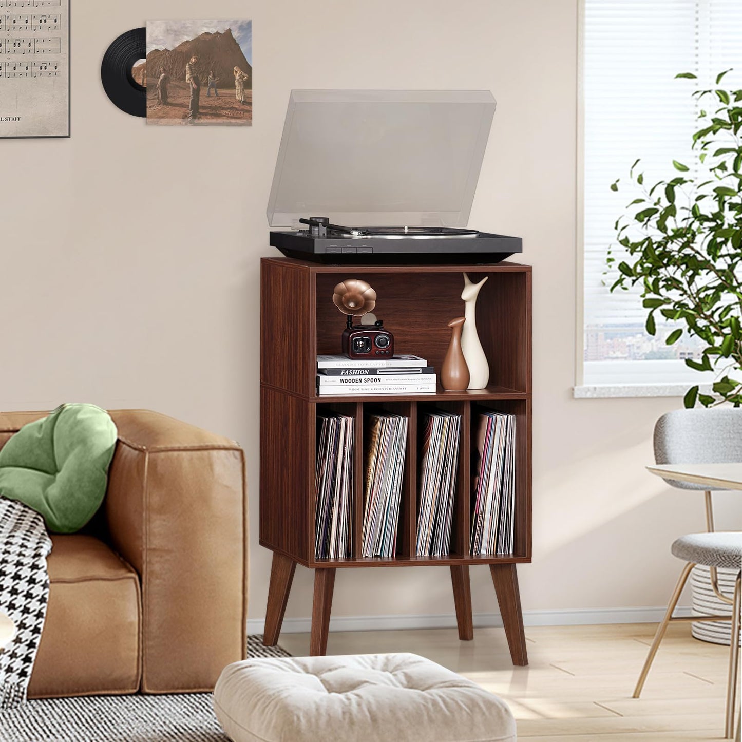 LELELINKY Record Player Stand, Turntable Stand Hold Up To 160 Albums