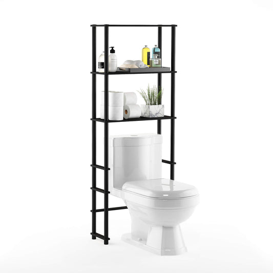 Furinno TURN-N-TUBE Over The Toilet Storage, 3-Shelf Over The Toilet Organizer, Freestanding Space Saver Bathroom Shelf, for Bathroom Organizers and