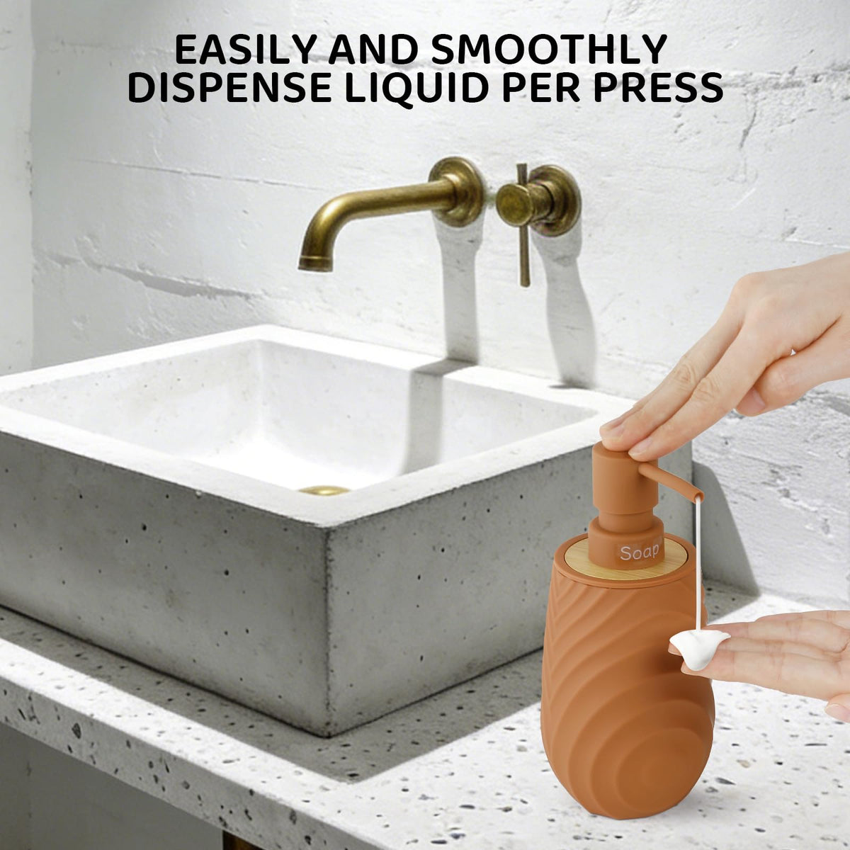 Hand Soap Dispenser Bathroom Bamboo with Texture, Soap Dispenser Kitchen