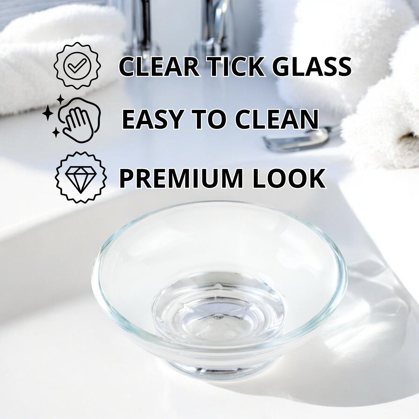 YOSSEE Glass Soap Dish – Replacement Soap Dish - Thick Clear Glass