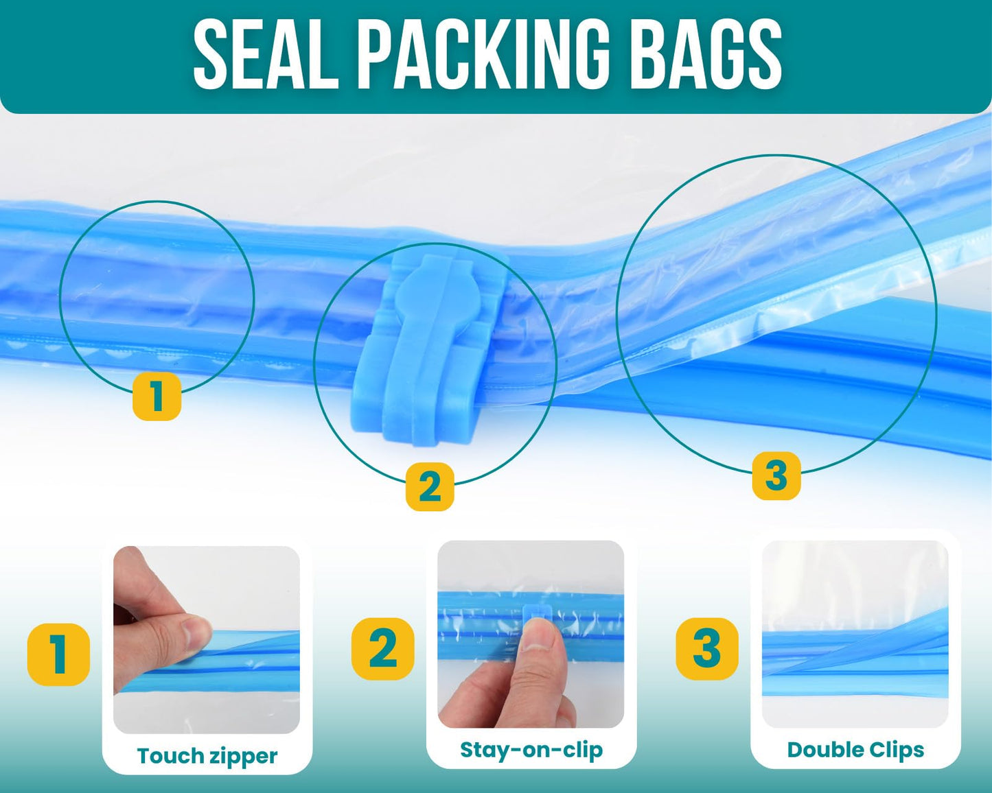 ds. distinctive style Compression Bags Vacuum Storage Bags Hand Rolled Storage Vacuum Seal Bags for Clothing Space Saver Bags 6 Pack
