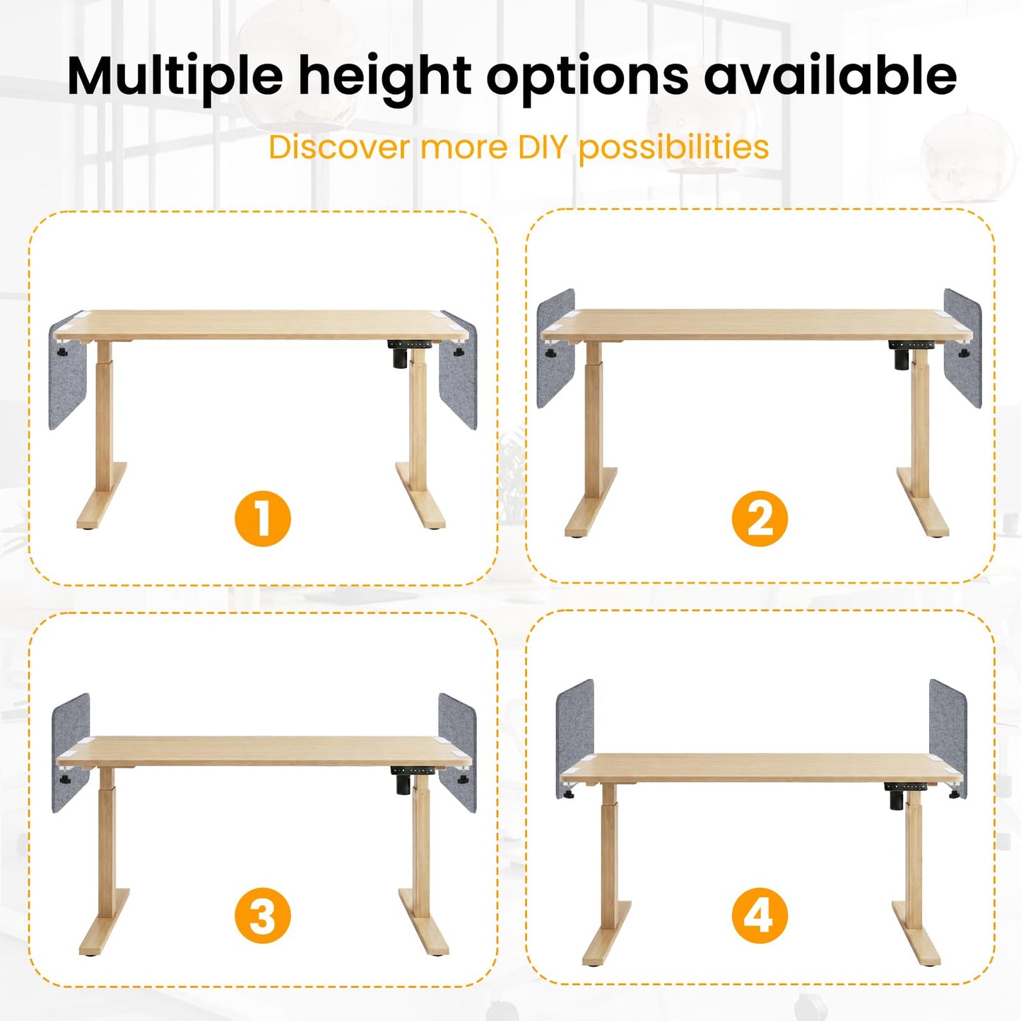 2-Pack Felt Desk Dividers, Clamp-On Panels, 40 x 60 cm, Light Grey