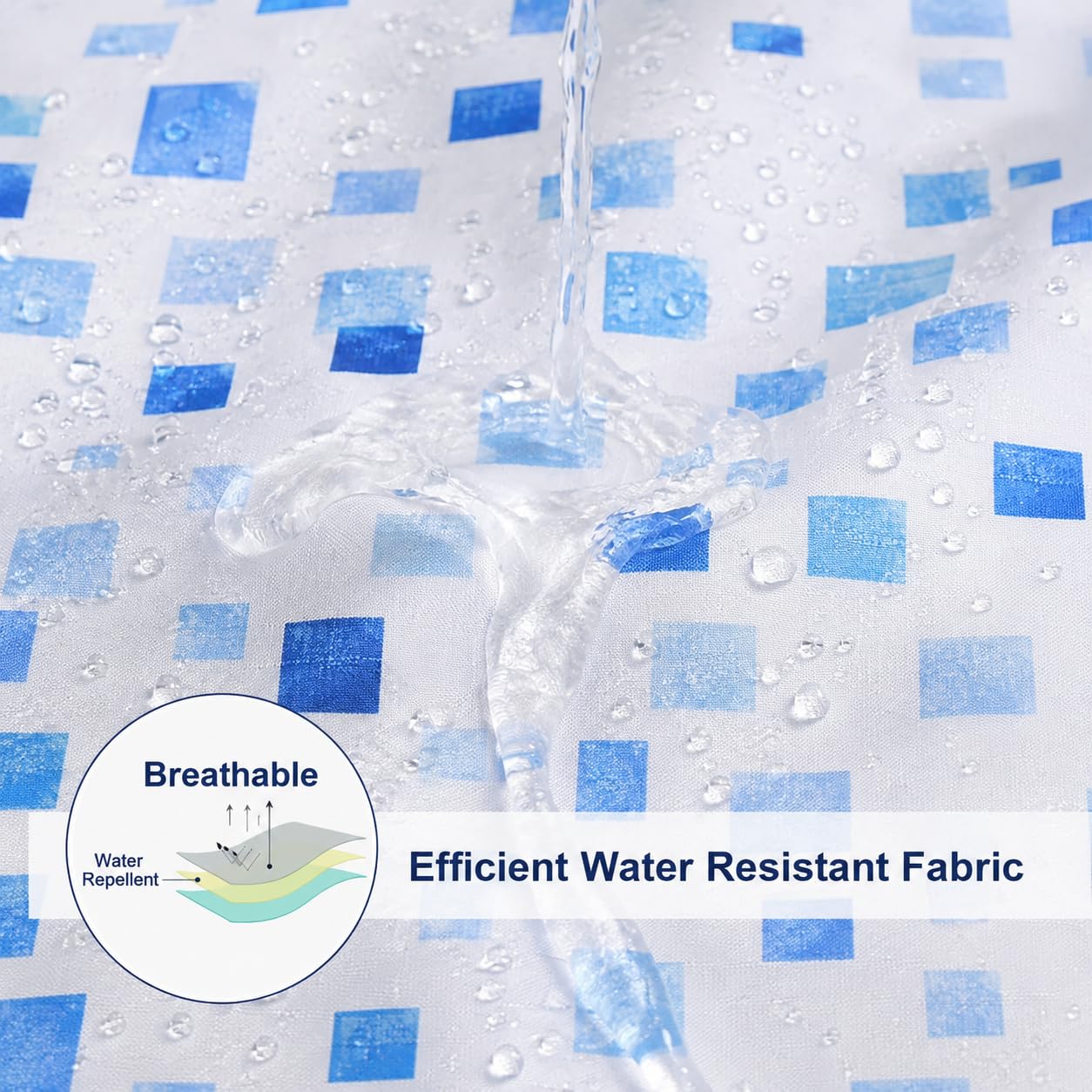 KAV Waterproof Shower Curtain, Mold & Mildew Resistant, Soft Polyester Fabric, Rustproof Eyelets, Ideal Room Decor for Home, Hotel, School