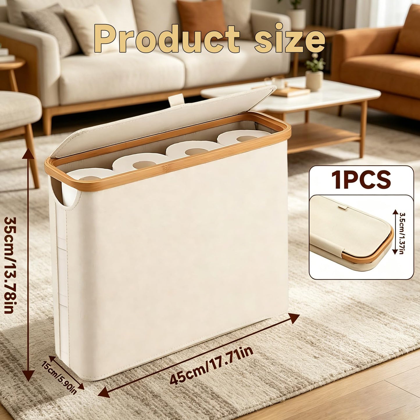 Toilet Roll Storage Box with Lid, Toilet Roll Basket, Storage Basket
