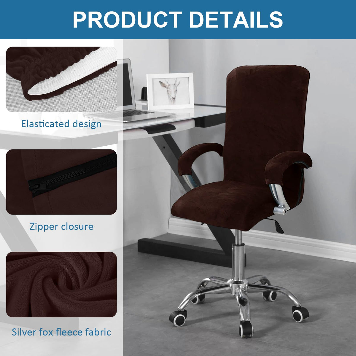 YushengTai Velvet Office Chair Cover, Chair Covers with Armrest, Office Chair Seat Cover, High Back Seat Cover, Gaming Chair Cover