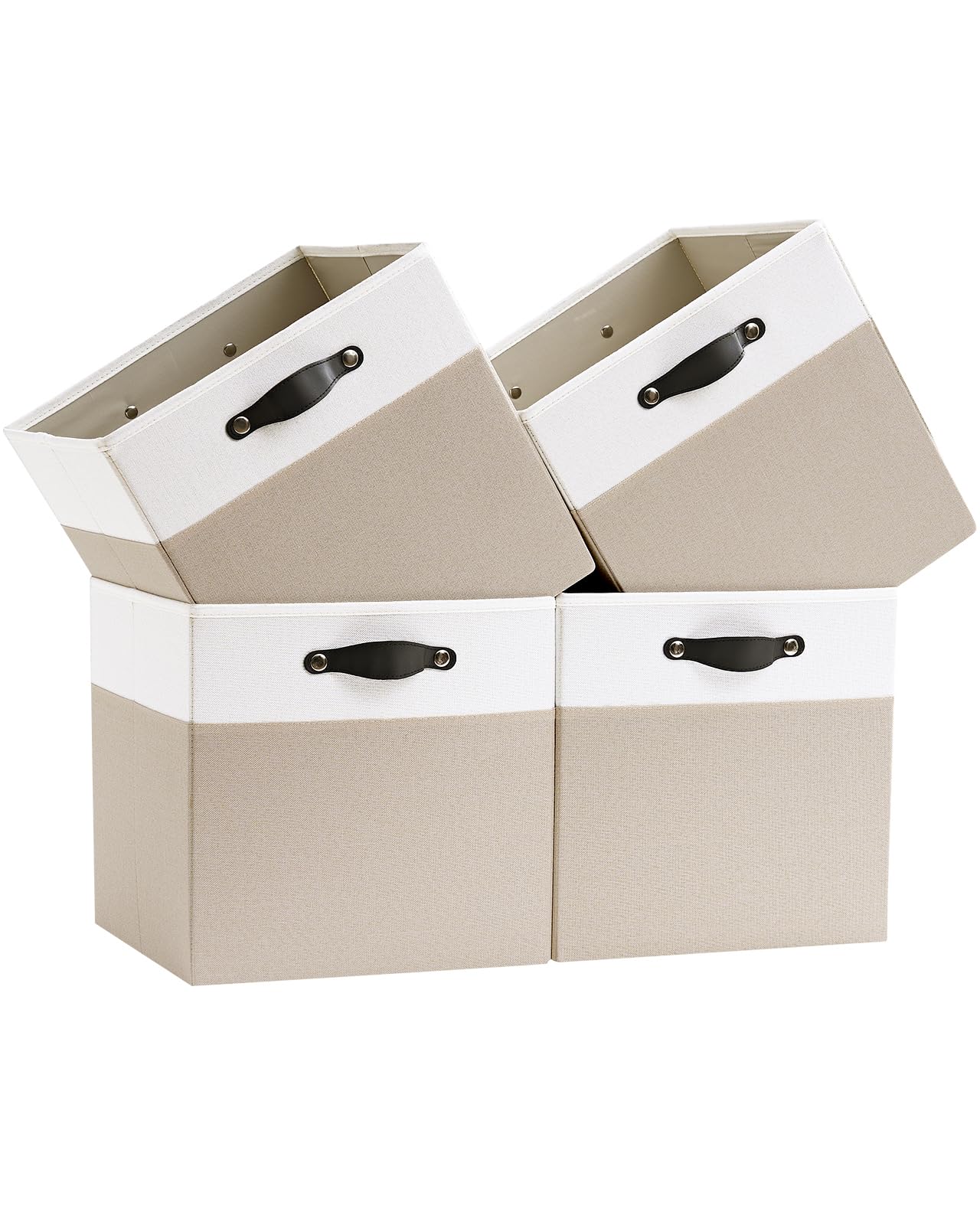 FABINADO Storage Cube | 260g/㎡ Ultra-Fine Linen Cubby Box for Shelf, Bookshelf, Closet, Wardrobe | 28cm Square Drawer Insert Basket | 4 Pack