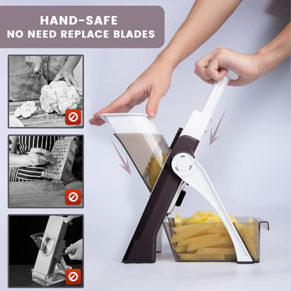 SUPMAKIN Safest Mandoline Vegetable Slicer/Chopper, Potato Chip Cutter, Multifunctional Veg Chopper with 4 Cutting Modes to Slice, Dice, Chop,