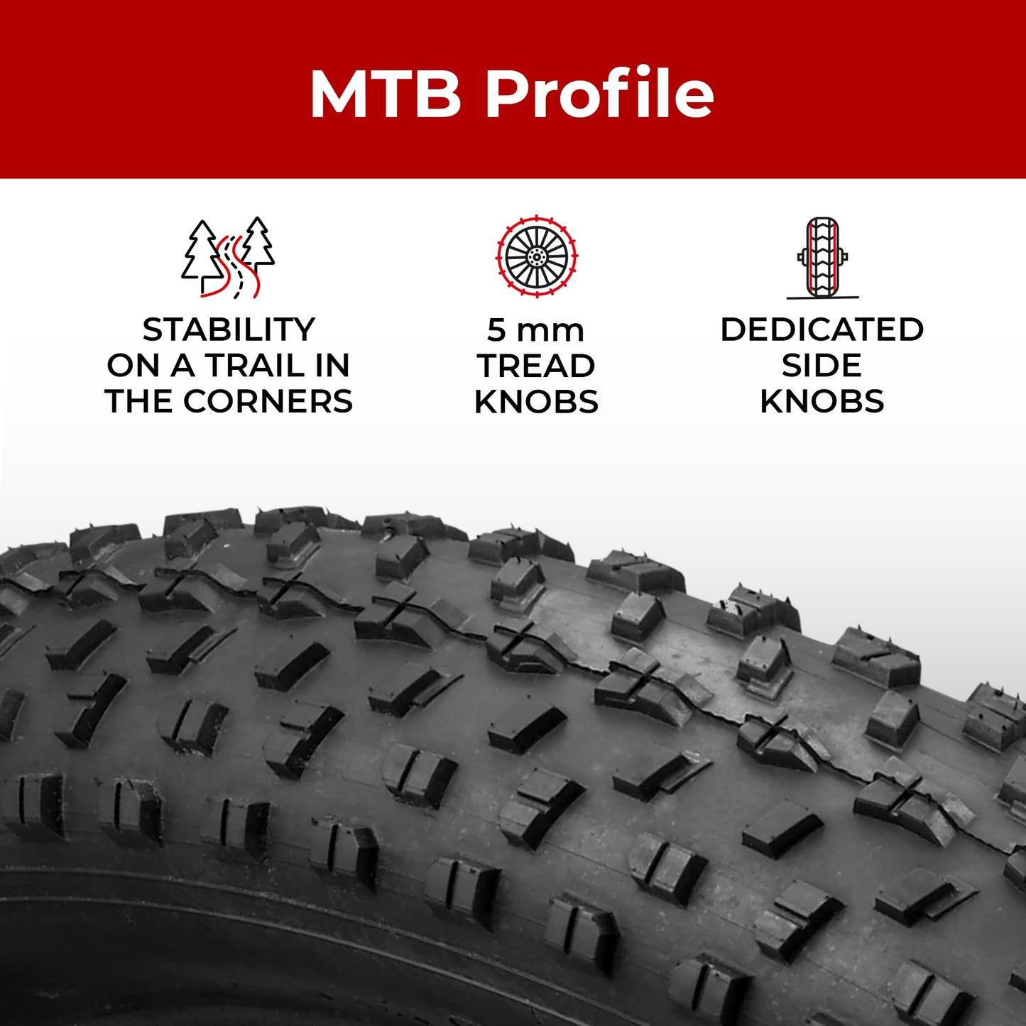 Fincci Fat Bike Tyres 26 x 4.0 Inch - Foldable Pair for Electric Bikes & Adult Mountain Bikes 100-559, Suitable for Off-Road, Dirt, Mud, Snow and