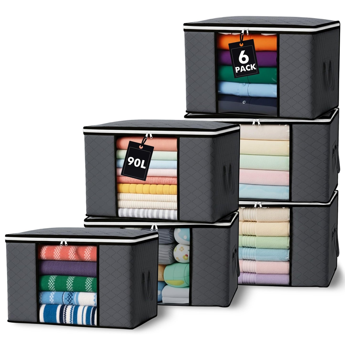 MORIVO 4 Pack 90L Under Bed Storage Bags, Underbed Storage Boxes with Lids