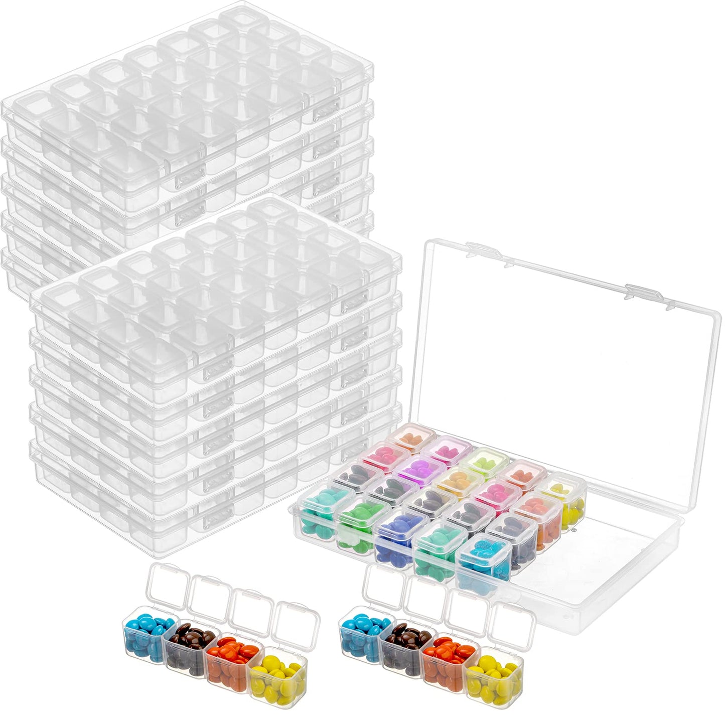 Lawei Pack of 10 Diamond Embroidery Box Diamond Painting Storage Boxes, Sorting Boxes Each with 28 Compartment