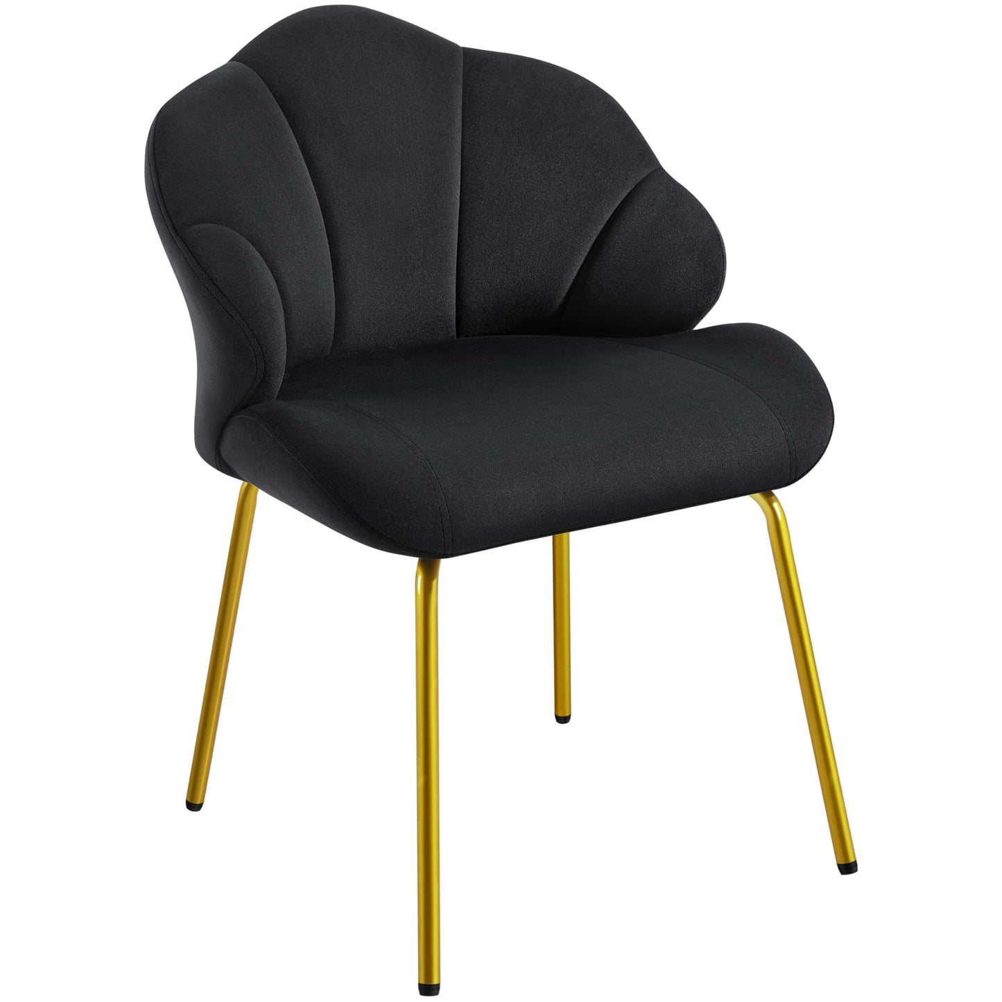 Yaheetech Velvet Armchair Accent Chair w/Shell Shaped Backrest, Black