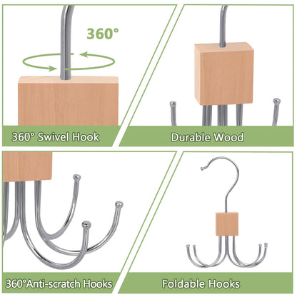 Niuoppy 2PCS 360°Swivel Belt Hanger for Wardrobe, Belt Hangers for Men, Belt Organizer Belts Rack with 6 Hooks 2, Log Color