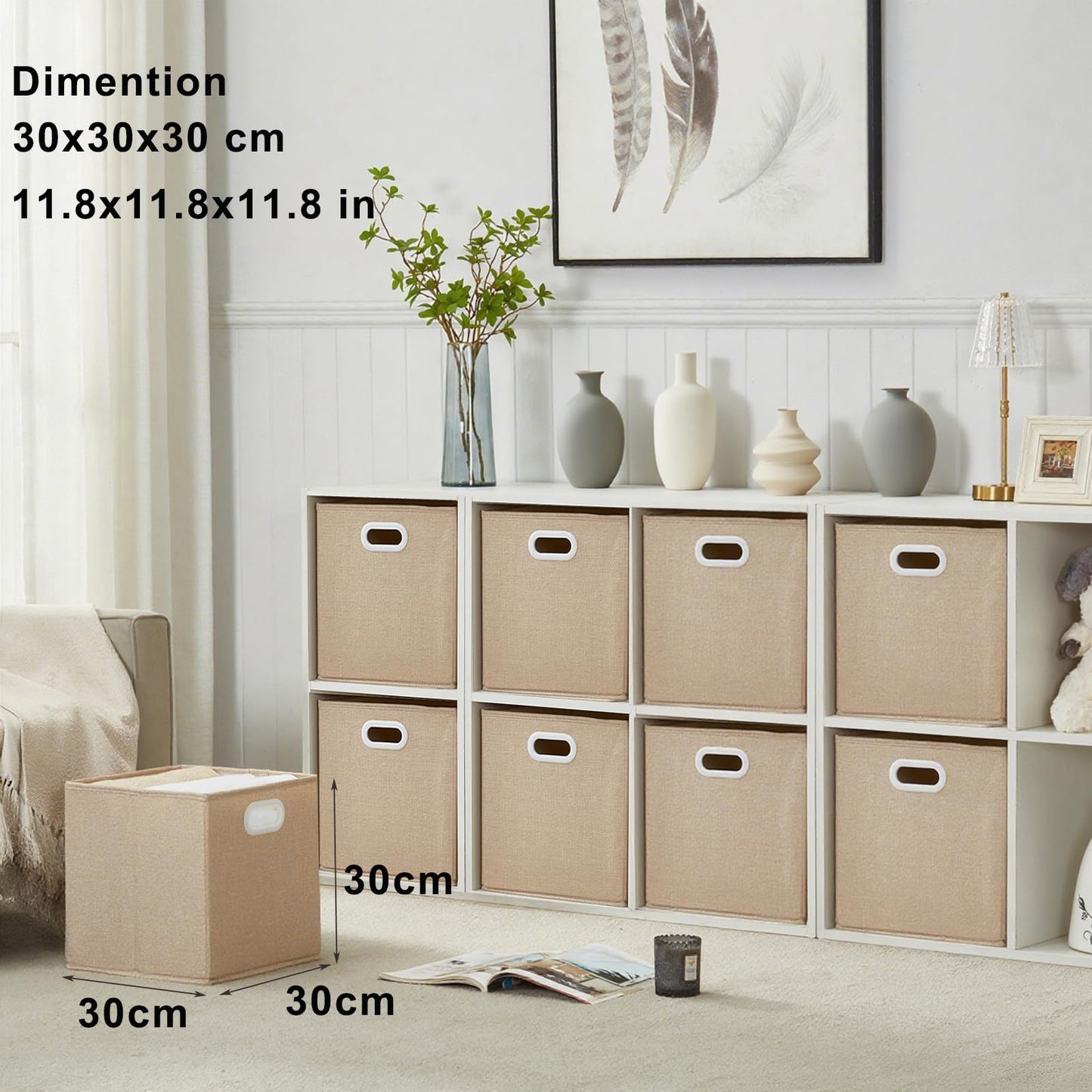 Mangata Cube Storage Boxes 30x30x30cm, Light Khaki, 3Pcs