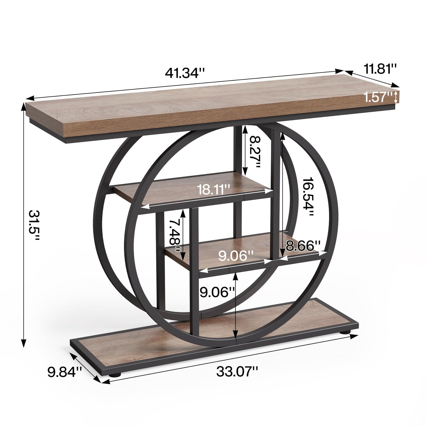 LITTLE TREE Console Table, 4-Tier Entryway Table Behind Couch Table, 41.3-Inch Farmhouse Sofa Table for Living Room, Foyer Hallway Table for Entrance