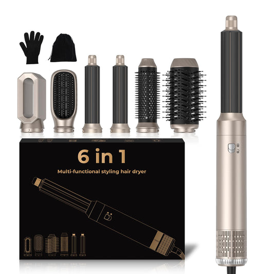Air Styler 6 in 1, 1000w Hair Dryer Brush,30mm Air Curler, Detachable Multi-Hair Styler Tools for Drying Curling Volumizing Straightening, for Salon