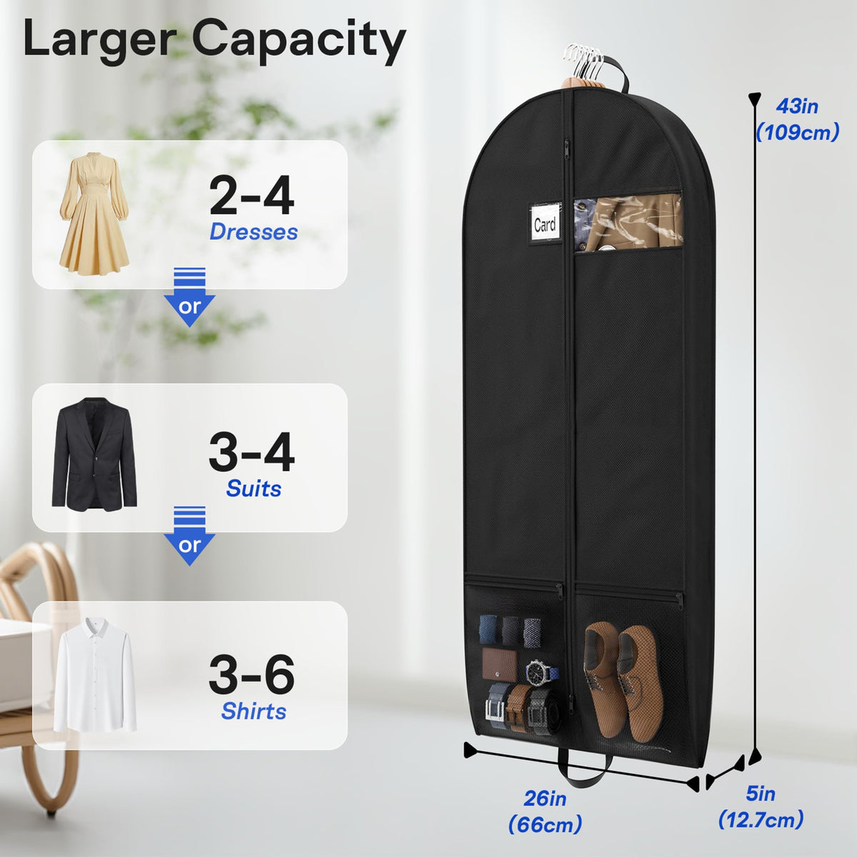 Suit bags for Travel, Dress Bag, Garment Bags for Hanging Clothes, Clothes Covers Protector Bags for Shirts, Coats, Dresses, Cosplay