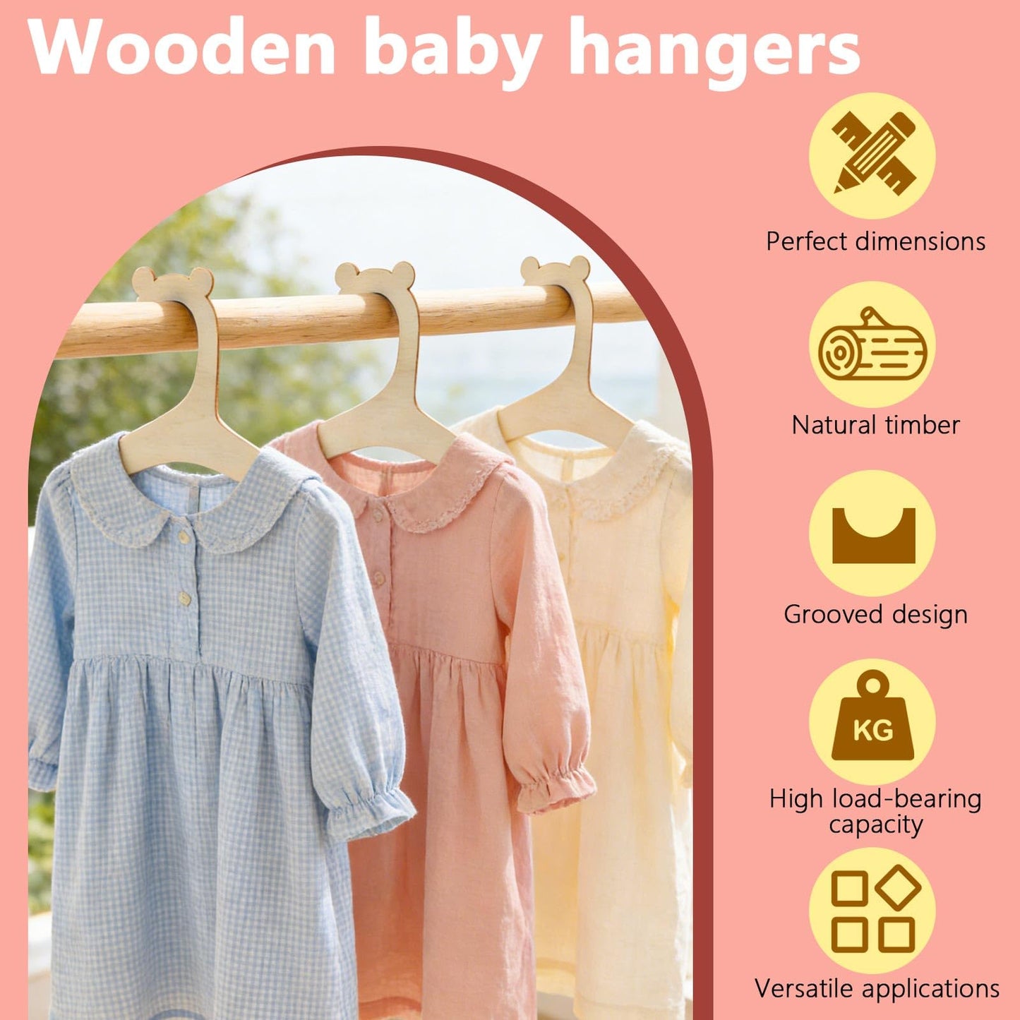30 Pcs Baby Hangers, Wooden Coat Hangers, Baby Hangers for Clothes, Baby Coat Hangers Wooden