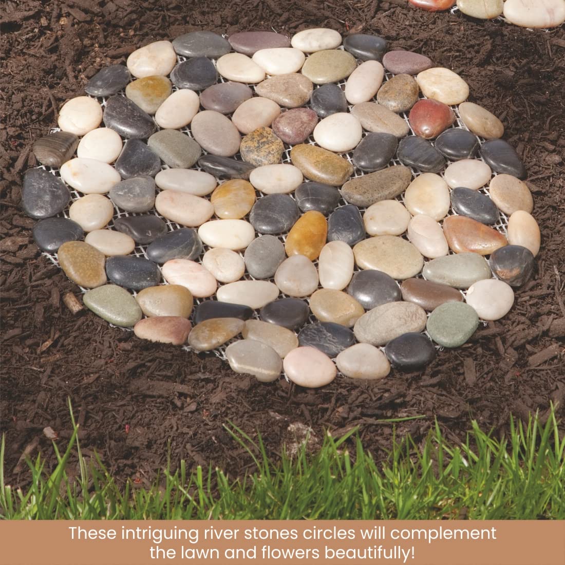 Bits and Pieces - 12? Riverstone Round Stepping Stones - Set of Three (3) - Yard Decorations - Decorative Garden Stones