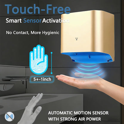 BESTXH 1250W Gold Automatic Touchless Hand Dryer with UK Plug, Rust-Proof ABS