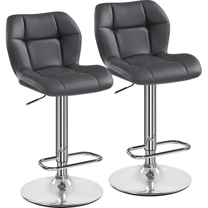 Yaheetech Set of 2 Adjustable Swivel Bar Stools w/Backrest, Grey