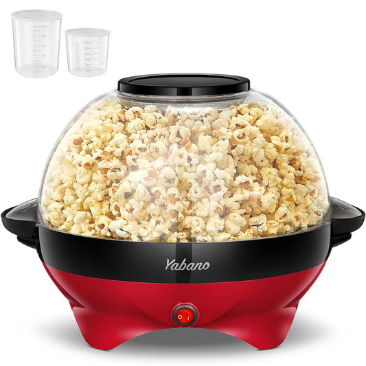 Yabano Popcorn Maker Machine, 5L Popcorn Popper, Nonstick Plate, Electric Stirring with Quick-Heat Technology, Cool Touch Handles, Healthy Less Fat,