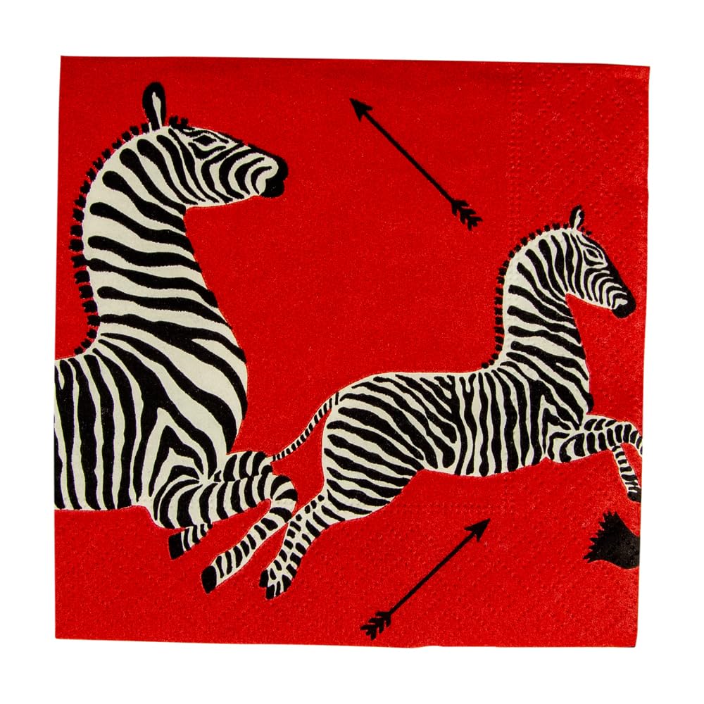 Entertaining with Caspari Cocktail Napkins, Zebras Red, Pack of 20