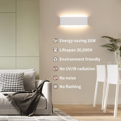 CANMEIJIA 2 Pack LED Wall Lights Indoor 41CM, 16W Wall Lamp 3000K Warm Light Up and Down Wall Lights Aluminum Modern Style for Bedroom Bathroom Living