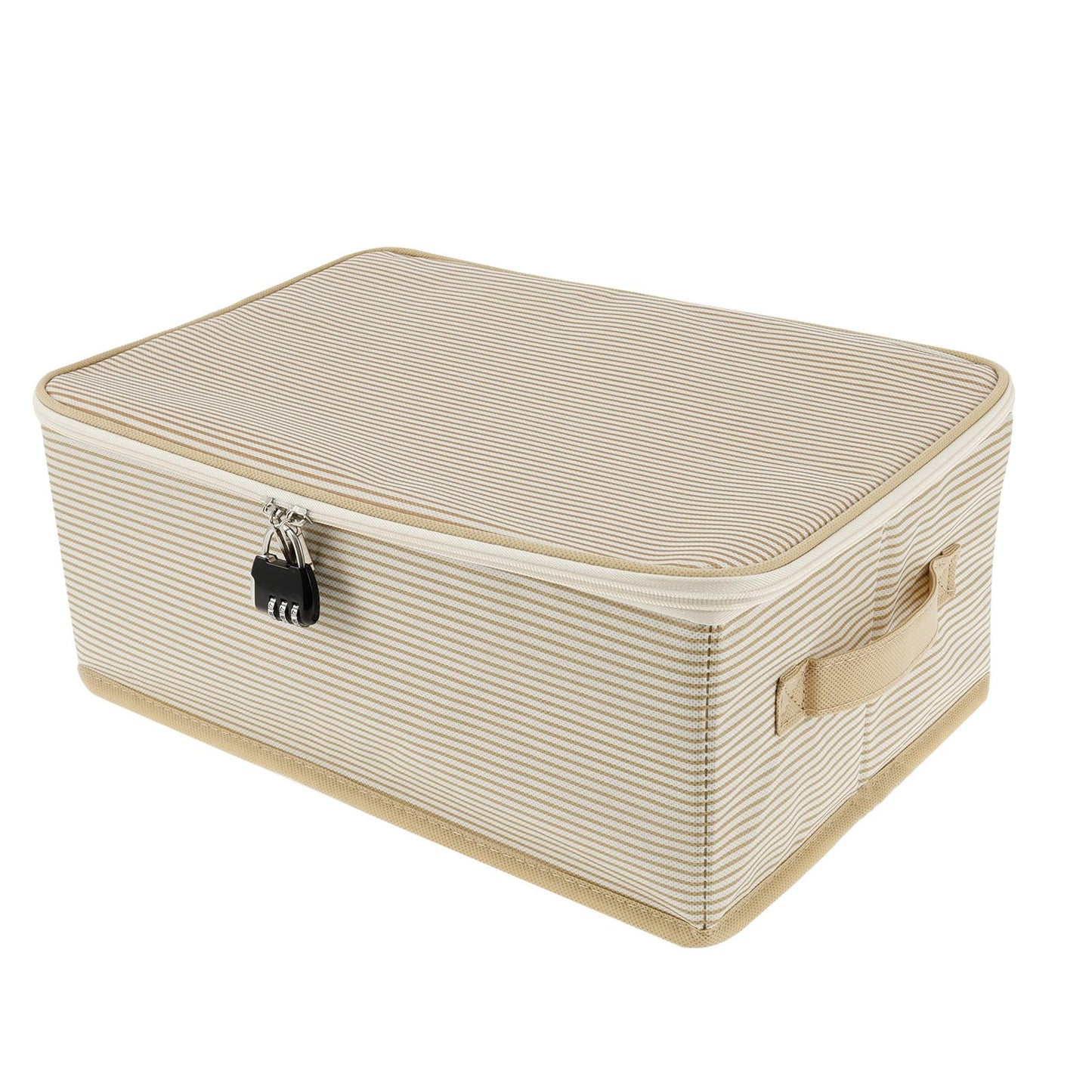 Lockable Box with Lid Nonwoven Foldable Storage Cubes for Home Storing Bedding, 38×26×15cm Large Clothes Organizer Container with Zipper Wardrobe