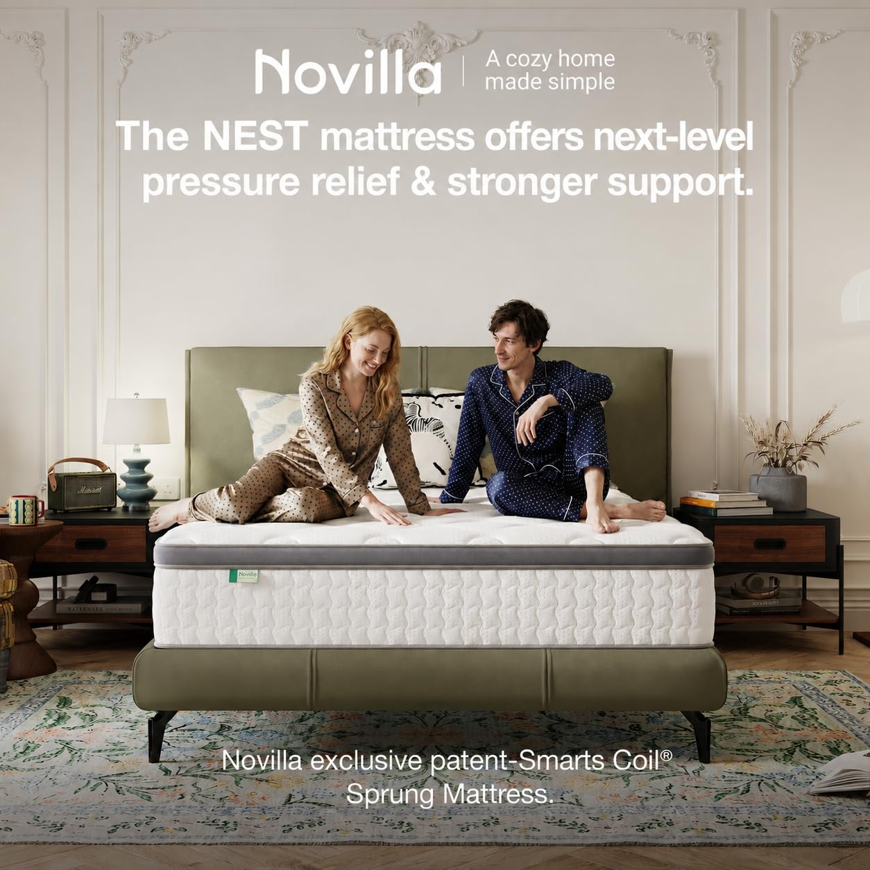 Novilla 4FT6 Double Mattresses - 25cm Medium Firm Hybrid Mattress | UK Pocket Sprung & Foam for Target Support & Luxury Comfort, Soft-Touch Cover