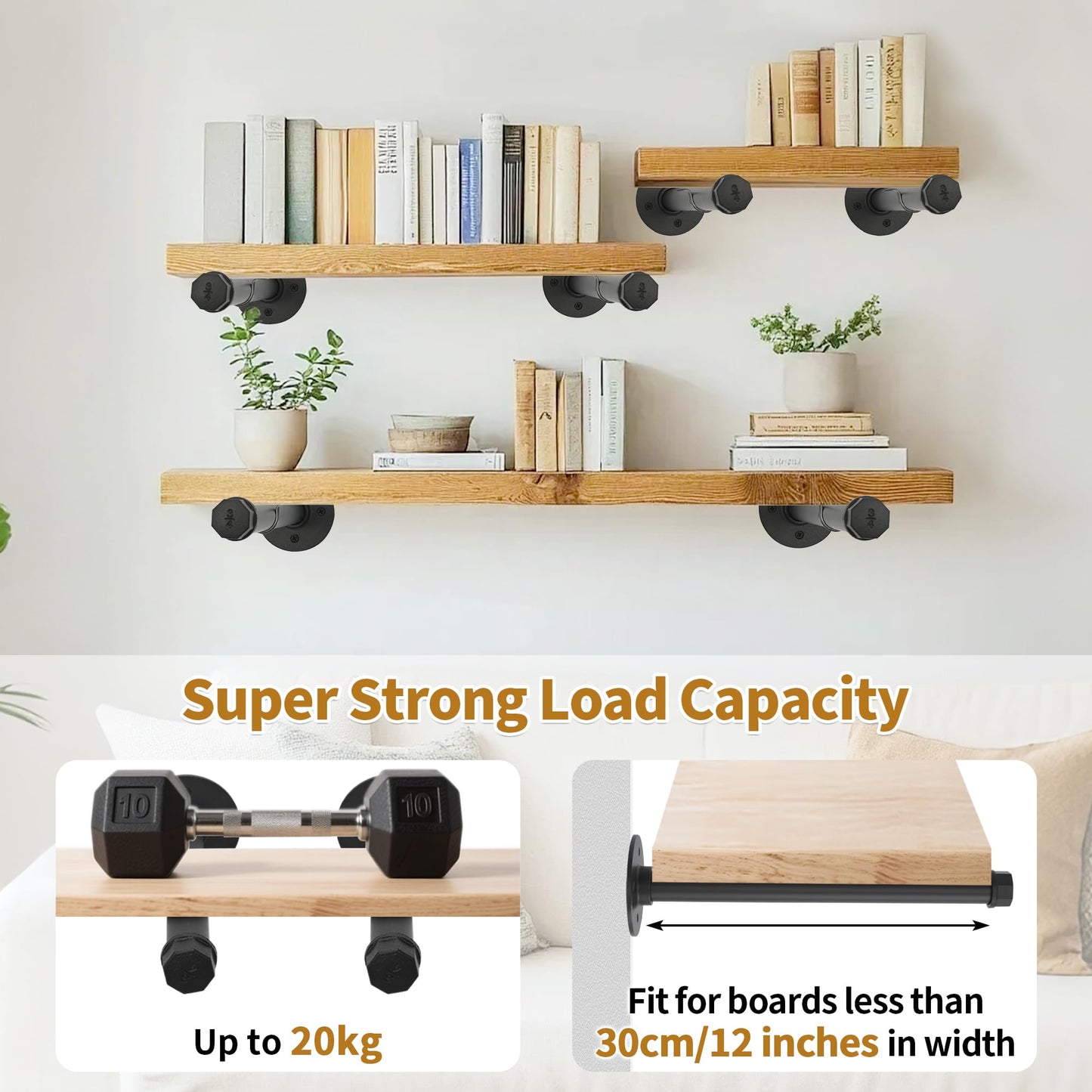 aleawol 8pcs Industrial Pipe Clothes Bar 12 Inch Wall Mounted Clothing Rack
