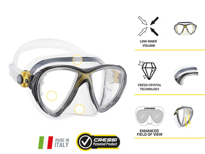 Cressi Big Eyes Evo Alpha Ultra Dry snorkel set snorkel set with snorkel and diving mask waterproof diving mask anti-fog anti-leak tempered glass