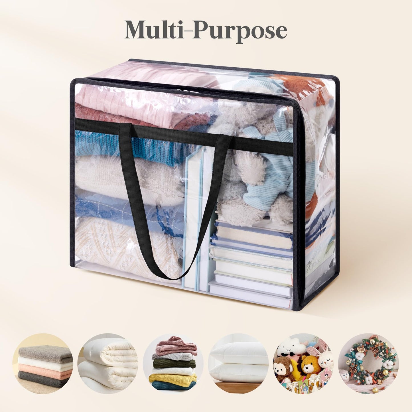 Lifewit 4 Pack Clear Storage Bags, 40L Plastic Clothes Storage Bags