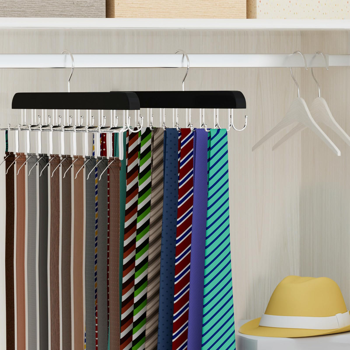 Belt Tie HANGER 20 Hooks 2 in 1 Hanger for Closet Max 30 Belts with 30 Ties Capacity
