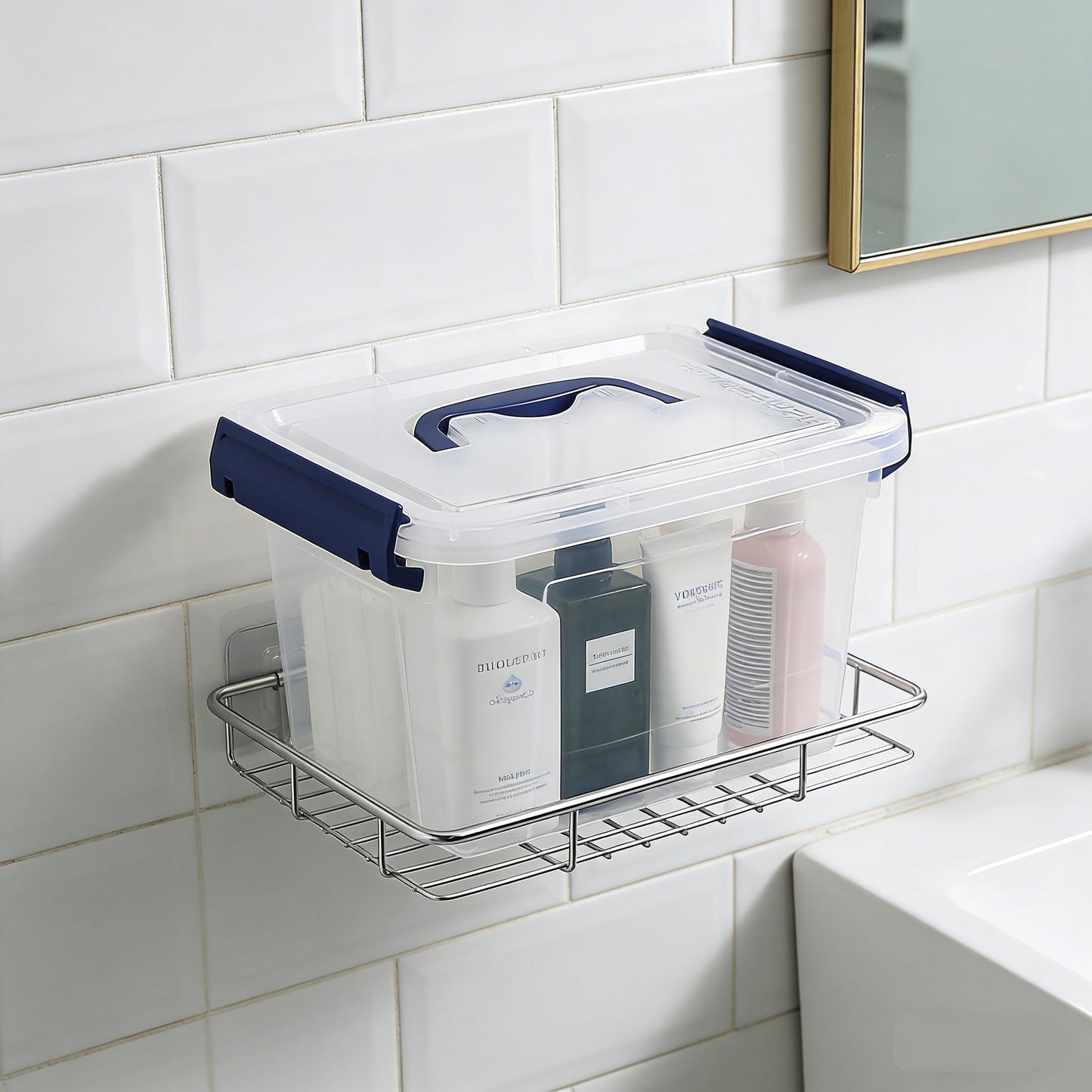 Parlynies 3L Plastic Storage Container Bin with Latching Lid, Small Storage Bin Tote Stackable and Nestable Organizing Box, Pack of 6