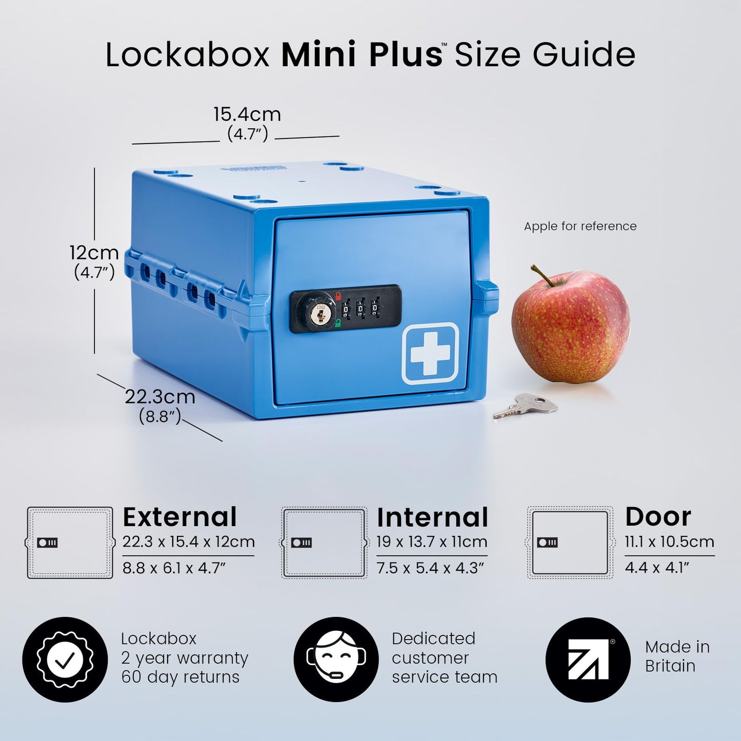 Lockabox Mini Plus™ | Medicine Storage Box | Lockable Box with Combination Lock & Access Key (3L) | Mini Medical Lock Box Storage for Tablets