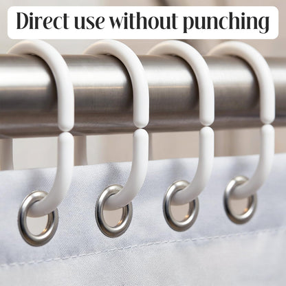 DDUP 24 Pack Never Rust Plastic Shower Curtain Rings, Silent Glide C-Shape Hooks, Easy Snap-On Installation for Bathroom Rods, Rust-Proof & Durable