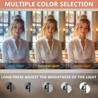 FENCHILIN Vanity Mirror with Lights Bluetooh Speaker Hollywood Mirror with Lights 15 LED USB Charging Port 3 Color Modes Dimmable Touch Control 10x