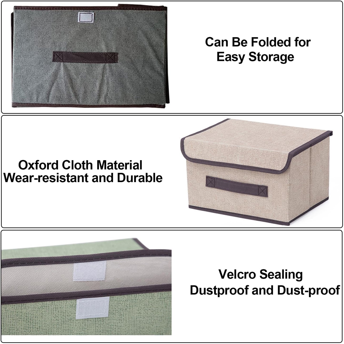 chiquieray Set of 4 Foldable Storage Box,Fabric Storage Boxes,Collapsible Storage Box with Lids