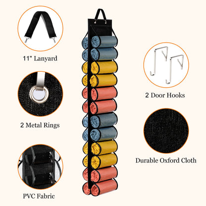 Lirex Hanging Yoga Legging Storage Organizer with 24 Pockets, Foldable Oxford Cloth Hanging Closet Organizer Shirts Jeans Storage Hanger Socks Holder